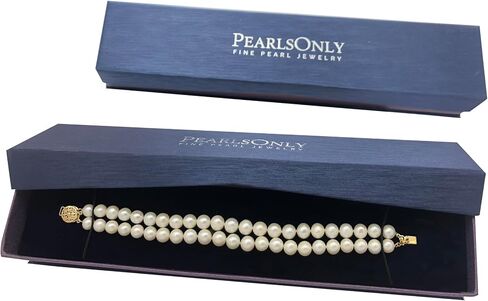 Lola White 6-7mm Double Strand AA Quality Freshwater Gold filled Cultured Pearl Bracelet For Women in Kuwait