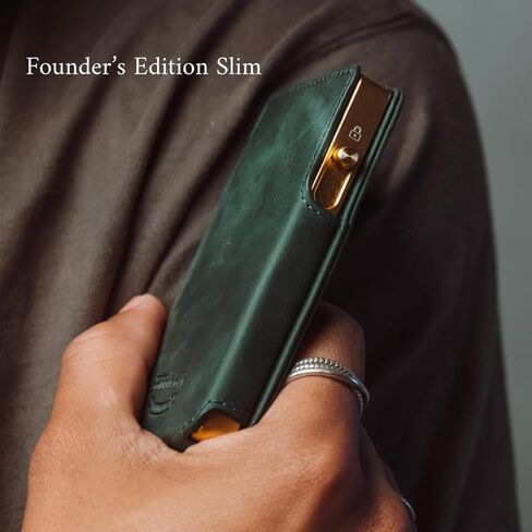 SLIM Leather Pop-up Wallet — Removable Cardholder Design with Locking Mechanism - RFID Blocking, Top Grain Cowhide Leather (Midnight Edition) in Kuwait