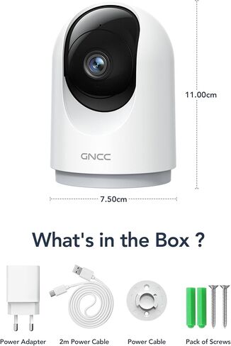 كاميرا الأمان الداخلية في GNCC ، وكاميرات 2K للأمن المنزلي مع اكتشاف الحركة ، وكاميرا الطفل/الحيوانات الأليفة مع تطبيق الهاتف ، والرؤية الليلية ، والصوت ثنائي الاتجاه ، وتخزين TF/Cloud ، يعمل مع Alexa & Google Home ، 2.4G WiFi in Kuwait