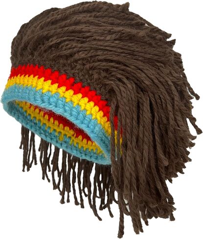 Funny Knitted Hat Reggae Knit Beard Beanies Hats Rasta Dreadlocks Crocheted Wig Hats in Saudi Arabia