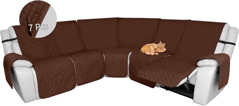 HDCAXKJ Reclining Sectional Couch Covers L Shape Corner Recliner Sofa Cover 5 Seat Reversible Washable U Sectional Slipcover with Recliners Non Slip Pet Dog Furniture Protector (Dark Gray, Large) in Kuwait