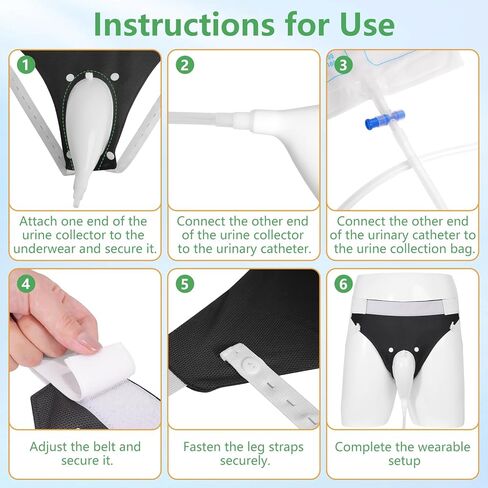 Urine Collection Bag Condom Catheters for Men Reusable Portable Wearable Urinary Drainage with (2000 ML*1+1000 ML*2) Urine Catheter Bag System (Blue-Elderly Men) in Kuwait