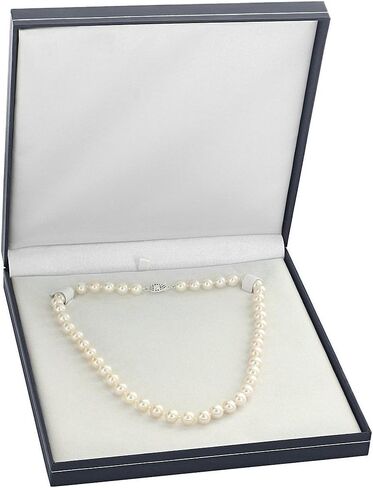 The Pearl Source 14K Gold 7-8mm AAA Quality Double Strand White Freshwater Cultured Pearl Necklace for Women in 18-19" Princess Length in Kuwait