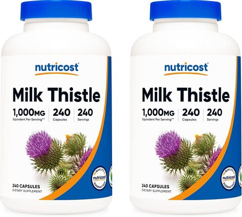 Nutricost Milk Thistle 1,000mg Equivalent, 120 Capsules - 250mg of 4:1 Extract - Vegan, Non-GMO and Gluten Free in Kuwait