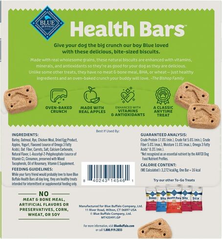 Blue Buffalo Health Bars Crunchy Dog Biscuits, Variety Pack, Bacon, Egg & Cheese, Apple & Yogurt, Pumpkin & Cinnamon, 16-oz Bags in Saudi Arabia