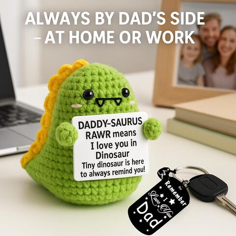 ديناصورات لطيف الدعم العاطفي الكروشيه مع سلسلة مفاتيح إيجابية - حيوانات كروشيه صغيرة للهدايا الراقية - الدعم العاطفي ، شخصيات الديناصورات الصغيرة ، تحفيزية أمي أبي عيد ميلاد هدايا in Kuwait
