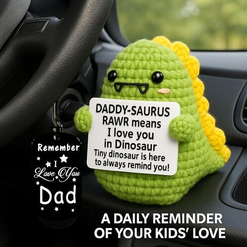 ديناصورات لطيف الدعم العاطفي الكروشيه مع سلسلة مفاتيح إيجابية - حيوانات كروشيه صغيرة للهدايا الراقية - الدعم العاطفي ، شخصيات الديناصورات الصغيرة ، تحفيزية أمي أبي عيد ميلاد هدايا in Kuwait