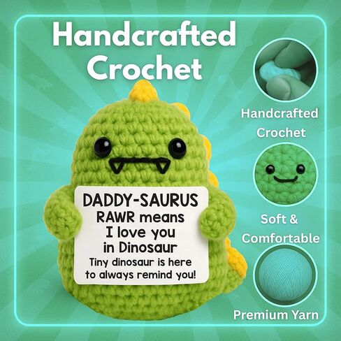 ديناصورات لطيف الدعم العاطفي الكروشيه مع سلسلة مفاتيح إيجابية - حيوانات كروشيه صغيرة للهدايا الراقية - الدعم العاطفي ، شخصيات الديناصورات الصغيرة ، تحفيزية أمي أبي عيد ميلاد هدايا in Kuwait