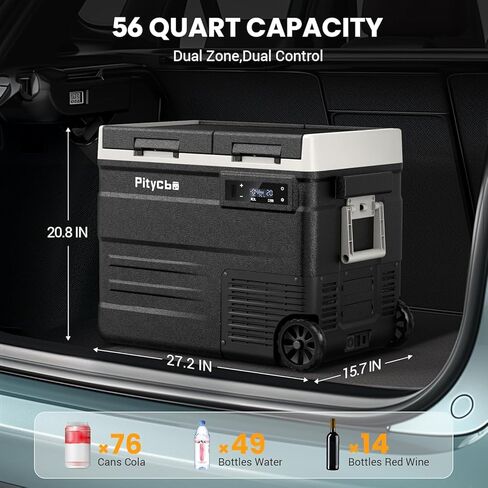 ثلاجة ثلاجة محمولة 12V للسيارة ، Auto 19 Cart Freezer Cooler ، -4 ℉ ℉ -68 ℉ 12/24V DC 100 ~ 240 Volt AC للشاحنة ، التخييم ، السفر ، المركبات ، RV in Kuwait