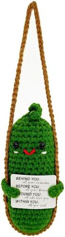 Pickle Crochet Pickle مع بطاقة تأكيد ملهمة وحبل معلق ، لعبة خضار محشوة ناعمة ، هدايا الدعم العاطفي للبالغين/الأطفال ، ديكور مكتب تخفيف الإجهاد (خلفك) in Saudi Arabia