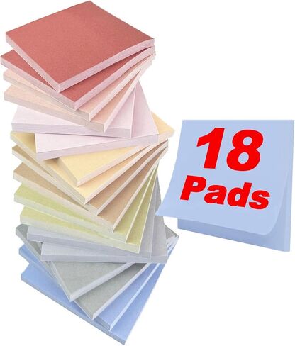 أوراق ملاحظات لاصقة، 18 وسادة، 3 × 3 بوصة، متعددة الألوان، وسادات ذاتية اللصق، 56 ورقة/وسادة، مستلزمات مدرسية ومنتجات مكتبية (A-18 وسادة) in Kuwait