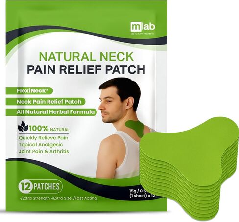 FlexiShoulder Natural Shoulder Relief Patch - Transdermal Herbal Warming Patches with Wormwood - Long Lasting Help for Muscle, Joint & Rotator Cuff Tension, Stiffness, Strain, Discomfort - 12 Pack in Saudi Arabia