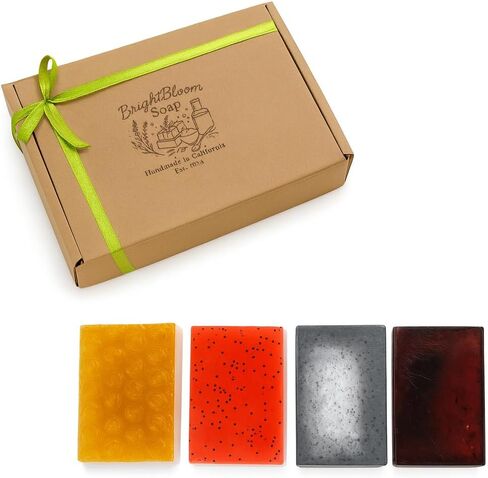 Natural Soap Bar (Set of 4) Unique Natural soap Bars – Handmade soap Lavender, Citrus, Charcoal, Honey – Skincare Gift in Saudi Arabia