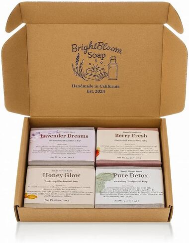 Natural Soap Bar (Set of 4) Unique Natural soap Bars – Handmade soap Lavender, Citrus, Charcoal, Honey – Skincare Gift in Saudi Arabia