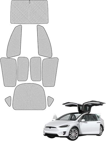10pcs زجاج الأمامي ظلال الشمس ل Tesla Model X 2016-2024 ، الجانبية الأمامية والخلفية نافذة الشمس شمس Sun Visor الحماية من الخصوصية المعزولة للدرع المعزول للتخييم ، والقيلولة ، والاسترخاء in Kuwait