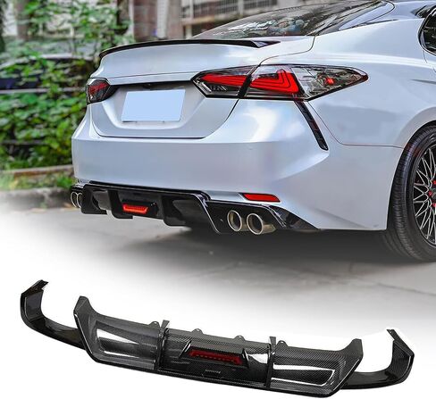 Rear Diffuser for Camry 2018-2024 Sport SE XSE PP Material, Direct Fit Rear Bumper Lip Spoiler Splitter with LED Light - Aggressive Styling Upgrade (Glossy Black) in Saudi Arabia