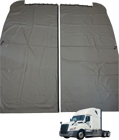 ستائر خصوصية نائمة لشاحنة Freightliner Cascadia 126 (2018-2025)-High Roof Bunk Curtain-Faux Leather & Fleece (Green) in Kuwait