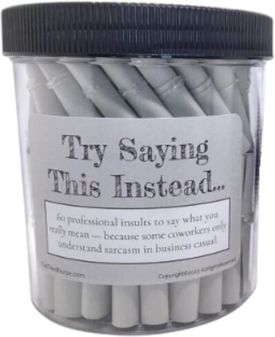 Professional Insults Affirmation Jar - Try Saying This Instead - Fun and Witty Affirmations for Work - Unique Gift for Office Humor (Classic White) in Saudi Arabia