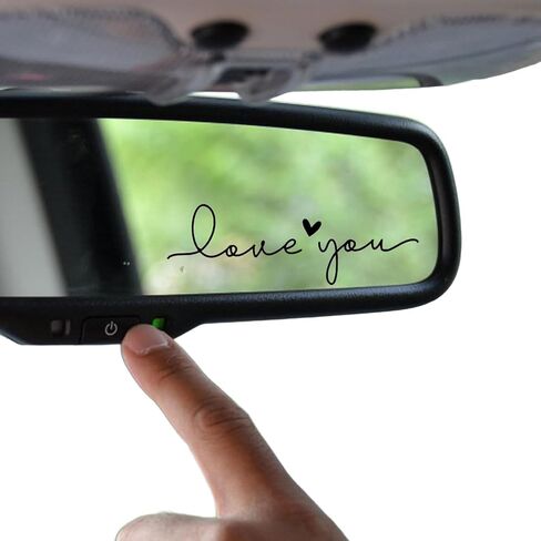 2 x Love You Rearview Decal, Love You Decal, Mirror Decals, Cup Stickers, Mirror Stickers, Rear View Mirror Sticker, Car Mirror Decal, Side Mirror, Decals For Tumblers (Black) in Saudi Arabia
