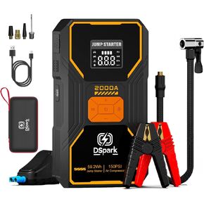 16000mah 2000a قفزة للسيارات قفز البطارية المحمولة الداعم لـ 7.0 لتر غاز و 6.5 لتر محركات ديزل 12V مع مصباح يدوي سريع الشحن USB وحالة التخزين المدمجة in Kuwait