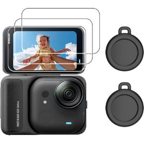 واقي عدسة الشاشة لملحقات Insta360 GO Ultra، غطاء حماية للشاشة من الزجاج المقوى Insta 360 Go-Ultra 3 و2 غطاء عدسة من السيليكون، صلابة 9H، حساس للمس، HD in Kuwait