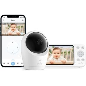 eufy Baby Monitor E20, 2K Resolution, 5'' 720p Display, Hybrid Connection, Wi-Fi & No Wi-Fi Control, Pan-Tilt, 4× Zoom, Night Vision, Built-in Battery Camera, ANR, Smart Alerts, 24/7 Recording in Kuwait