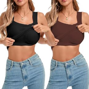 Womens U Neck Shapewear Built-in Bra Tank Top High Strechy Slim Fit Tummy Control Compression Camisole Workout Tops in Kuwait