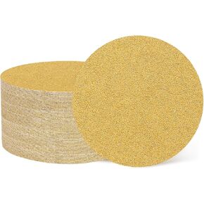 HARFINGTON 100 Pcs 2 Inch Sanding Discs, 150 Grit Hook and Loop Sandpaper, No-Hole Aluminum Oxide Orbital Sander Sandpaper for Woodworking Automotive Metal Polishing, Yellow in Kuwait