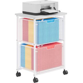 5 Drawer Mobile File Cabinet, Under Desk Mobile Filing Cabinet with Wheels, Vertical Metal Filing Chest Rolling Small Desk Printer Stand Storage Organization for Home Office, White in Kuwait