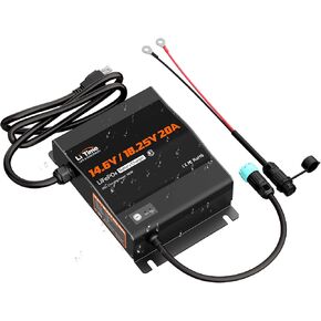 LITIME 12V (14.6V) و 16V (18.25V) 20A شاحن بطارية LifePo4 القابل للتركيب - IP65 AC AC إلى الشاحن السريع DC مع الجهد القابل للتعديل ، وتفعيل BMS الذكي ومؤشر LED in Saudi Arabia