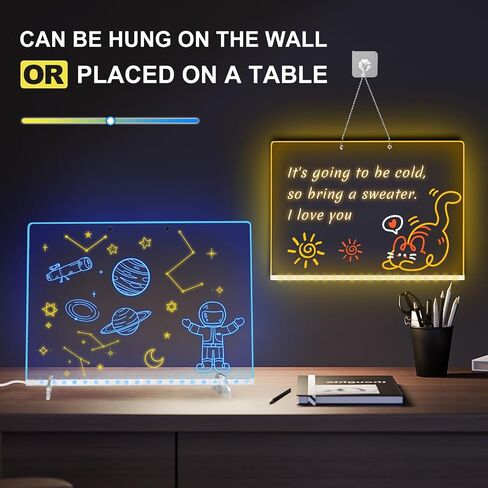 لوحة الرسم LED مع حزمة البطارية ، 13.7 "× 10" لوحة الملاحظات LED مع ألوان للأطفال ، لوحة الرسم الإضاءة لمدرسة المكاتب المنزلية ، هدايا أعياد الميلاد المخصصة للفتيات الفتيات in Kuwait