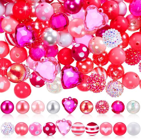 100 Pcs Christmas 20 mm Bubblegum Beads Set Mixed Christmas Beads for Jewelry Making Holiday Bubble Gum Beads Bulk Acrylic Plastic Chunky Beads for Necklace Bracelet DIY Craft Supplies in Saudi Arabia