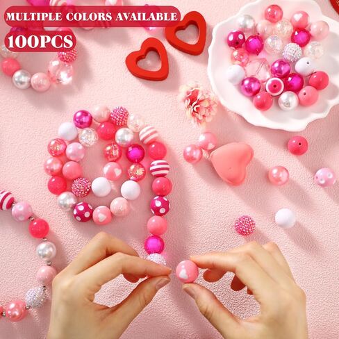 100 Pcs Christmas 20 mm Bubblegum Beads Set Mixed Christmas Beads for Jewelry Making Holiday Bubble Gum Beads Bulk Acrylic Plastic Chunky Beads for Necklace Bracelet DIY Craft Supplies in Saudi Arabia