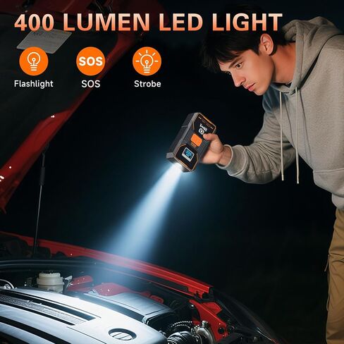 16000mah 2000a قفزة للسيارات قفز البطارية المحمولة الداعم لـ 7.0 لتر غاز و 6.5 لتر محركات ديزل 12V مع مصباح يدوي سريع الشحن USB وحالة التخزين المدمجة in Kuwait