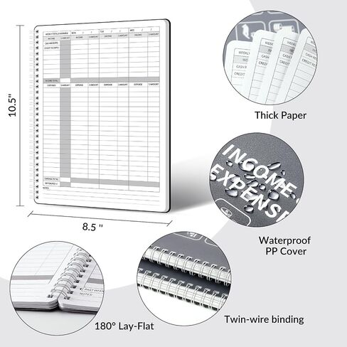 Income and Expense Log Book - Bookkeeping Record Book/Tracker/Small Business Ledger Book & Accounting, 8.5" x 10.5", Undated Record Book＆ Business Ledger, Durable Polypropylene Cover（Red) in Saudi Arabia