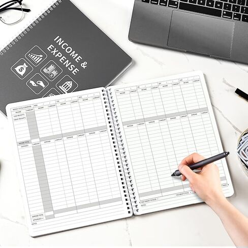 Income and Expense Log Book - Bookkeeping Record Book/Tracker/Small Business Ledger Book & Accounting, 8.5" x 10.5", Undated Record Book＆ Business Ledger, Durable Polypropylene Cover（Red) in Saudi Arabia