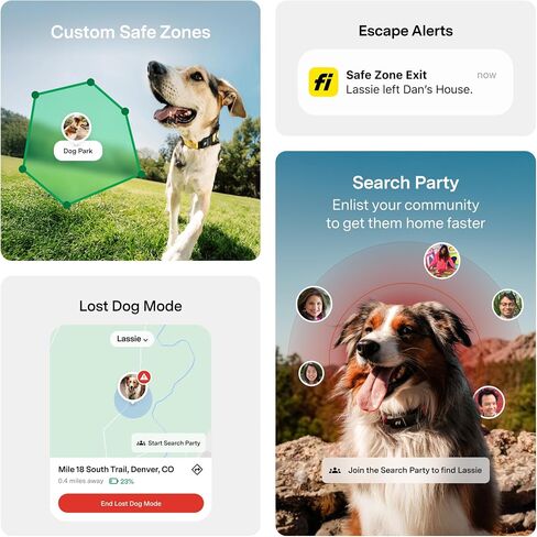 New Fi Series 3+ ذكية تتبع الكلاب تتبع - AI GPS للكلاب ، مراقبة الصحة والسلوك ، السياج الافتراضي ، تنبيهات الهروب ، مقاومة للماء ، عضوية 12mo متوافقة مع Apple Watch in Kuwait