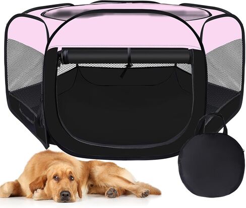 Dog Cat Playpen,Portable Pet Puppy Playpen,Rabbit Puppy Dog Play Pen for Indoors,Dogs Tent for Indoor Cats,Kitten Playpen,Collapsible Small Cats Crate Cage for Small Dogs with Carrying Case(Grey, M) in Kuwait