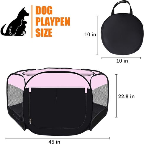 Dog Cat Playpen,Portable Pet Puppy Playpen,Rabbit Puppy Dog Play Pen for Indoors,Dogs Tent for Indoor Cats,Kitten Playpen,Collapsible Small Cats Crate Cage for Small Dogs with Carrying Case(Grey, M) in Kuwait