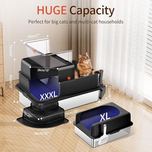 صندوق القمامة من الفولاذ المقاوم للصدأ XXXL ، 28 "x20" x12 "كبيرة جدًا شبه مغلقة مربعًا من القمامة المعدنية ذات الوجهين مع شبكة مرشح ، خطوة ، مغرفة ، غير مكتوبة ، غير مميزة ، سهلة التنظيف (رمادي فاتح) in Kuwait