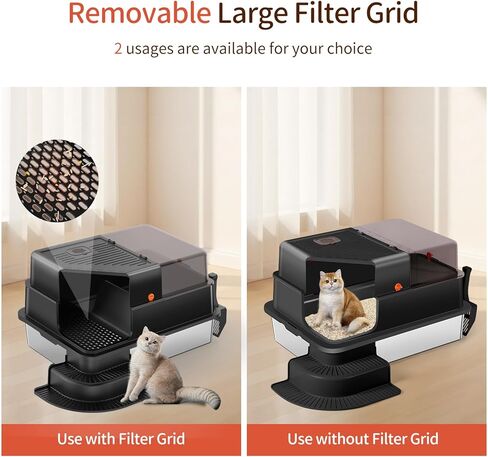 صندوق القمامة من الفولاذ المقاوم للصدأ XXXL ، 28 "x20" x12 "كبيرة جدًا شبه مغلقة مربعًا من القمامة المعدنية ذات الوجهين مع شبكة مرشح ، خطوة ، مغرفة ، غير مكتوبة ، غير مميزة ، سهلة التنظيف (رمادي فاتح) in Kuwait