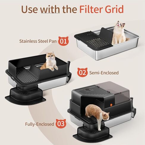 صندوق القمامة من الفولاذ المقاوم للصدأ XXXL ، 28 "x20" x12 "كبيرة جدًا شبه مغلقة مربعًا من القمامة المعدنية ذات الوجهين مع شبكة مرشح ، خطوة ، مغرفة ، غير مكتوبة ، غير مميزة ، سهلة التنظيف (رمادي فاتح) in Kuwait