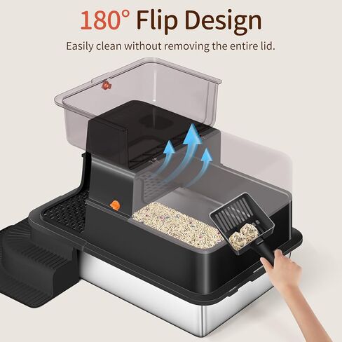 صندوق القمامة من الفولاذ المقاوم للصدأ XXXL ، 28 "x20" x12 "كبيرة جدًا شبه مغلقة مربعًا من القمامة المعدنية ذات الوجهين مع شبكة مرشح ، خطوة ، مغرفة ، غير مكتوبة ، غير مميزة ، سهلة التنظيف (رمادي فاتح) in Kuwait