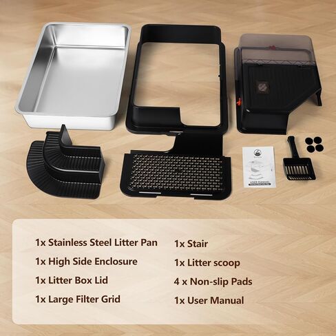 صندوق القمامة من الفولاذ المقاوم للصدأ XXXL ، 28 "x20" x12 "كبيرة جدًا شبه مغلقة مربعًا من القمامة المعدنية ذات الوجهين مع شبكة مرشح ، خطوة ، مغرفة ، غير مكتوبة ، غير مميزة ، سهلة التنظيف (رمادي فاتح) in Kuwait