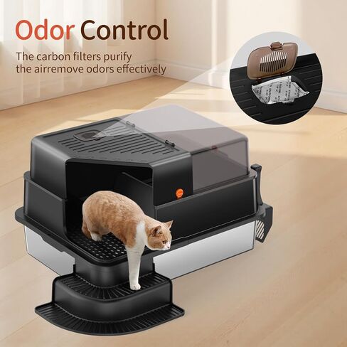 صندوق القمامة من الفولاذ المقاوم للصدأ XXXL ، 28 "x20" x12 "كبيرة جدًا شبه مغلقة مربعًا من القمامة المعدنية ذات الوجهين مع شبكة مرشح ، خطوة ، مغرفة ، غير مكتوبة ، غير مميزة ، سهلة التنظيف (رمادي فاتح) in Kuwait