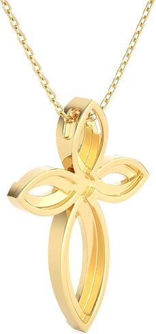 1/4 Carat Diamond Cross Pendant Necklace for Women in 14k White or Yellow Gold (F-G, SI2-I1, cttw) with 18 Inch Silver Chain and Lobster Claw in Kuwait
