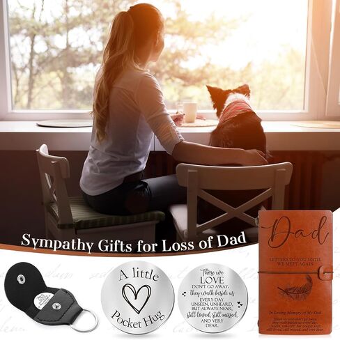 Fulmoon Gifts for Passed Loved Ones Included 1 Grief Journal Travel Photo Diary Journal 1 Memorial Pocket Hug 1 PU Leather Keychain 3 Ballpoint Pens Memorial Gift for Loss of Mother in Saudi Arabia