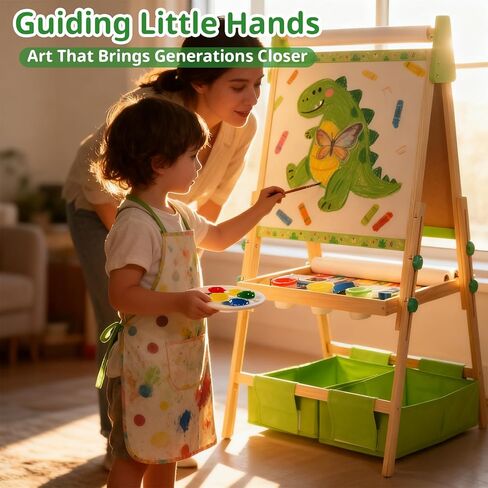 Art Easel for Kids تتراوح أعمارهم بين 2-4 4-8 ، طفل صغير مع 3 لفائف ورقية ولوحة بيضاء مغناطيسية وأطفال من الفنون الخشبية القابلة للتعديل مع الأطفال الصغار 2،3،4،5،6،7،8،9،10 سنة الأولاد والبنات ، الأخضر in Kuwait