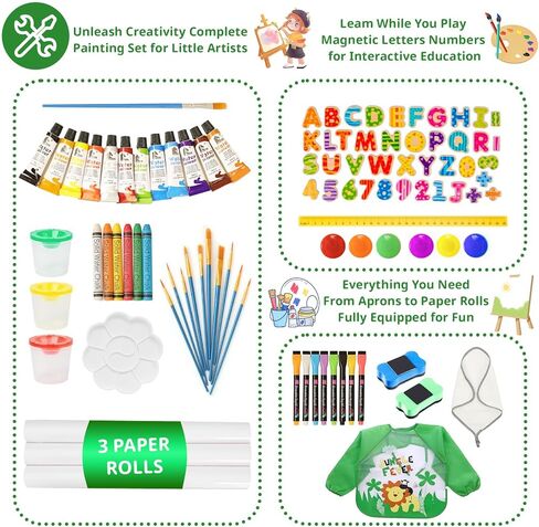 Art Easel for Kids تتراوح أعمارهم بين 2-4 4-8 ، طفل صغير مع 3 لفائف ورقية ولوحة بيضاء مغناطيسية وأطفال من الفنون الخشبية القابلة للتعديل مع الأطفال الصغار 2،3،4،5،6،7،8،9،10 سنة الأولاد والبنات ، الأخضر in Kuwait