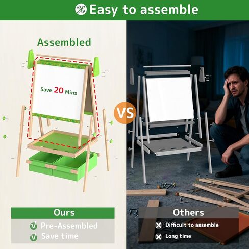 Art Easel for Kids تتراوح أعمارهم بين 2-4 4-8 ، طفل صغير مع 3 لفائف ورقية ولوحة بيضاء مغناطيسية وأطفال من الفنون الخشبية القابلة للتعديل مع الأطفال الصغار 2،3،4،5،6،7،8،9،10 سنة الأولاد والبنات ، الأخضر in Kuwait